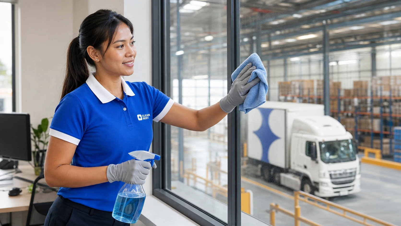 Clean Best cleaning a warehouse floor and marked access lane in Smithfield NSW